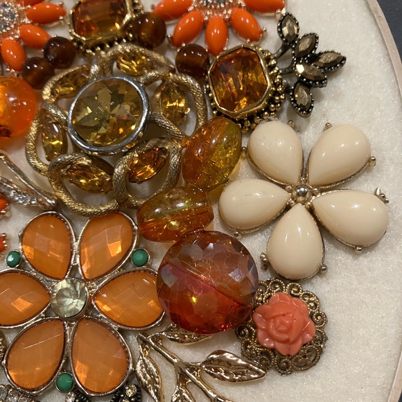 ORIGINAL JEWELRY ART COLLAGE IN FALL COLORS. UNIQUE HANDMADE OOAK GIFT 💝 IDEA - Picture 11 of 16